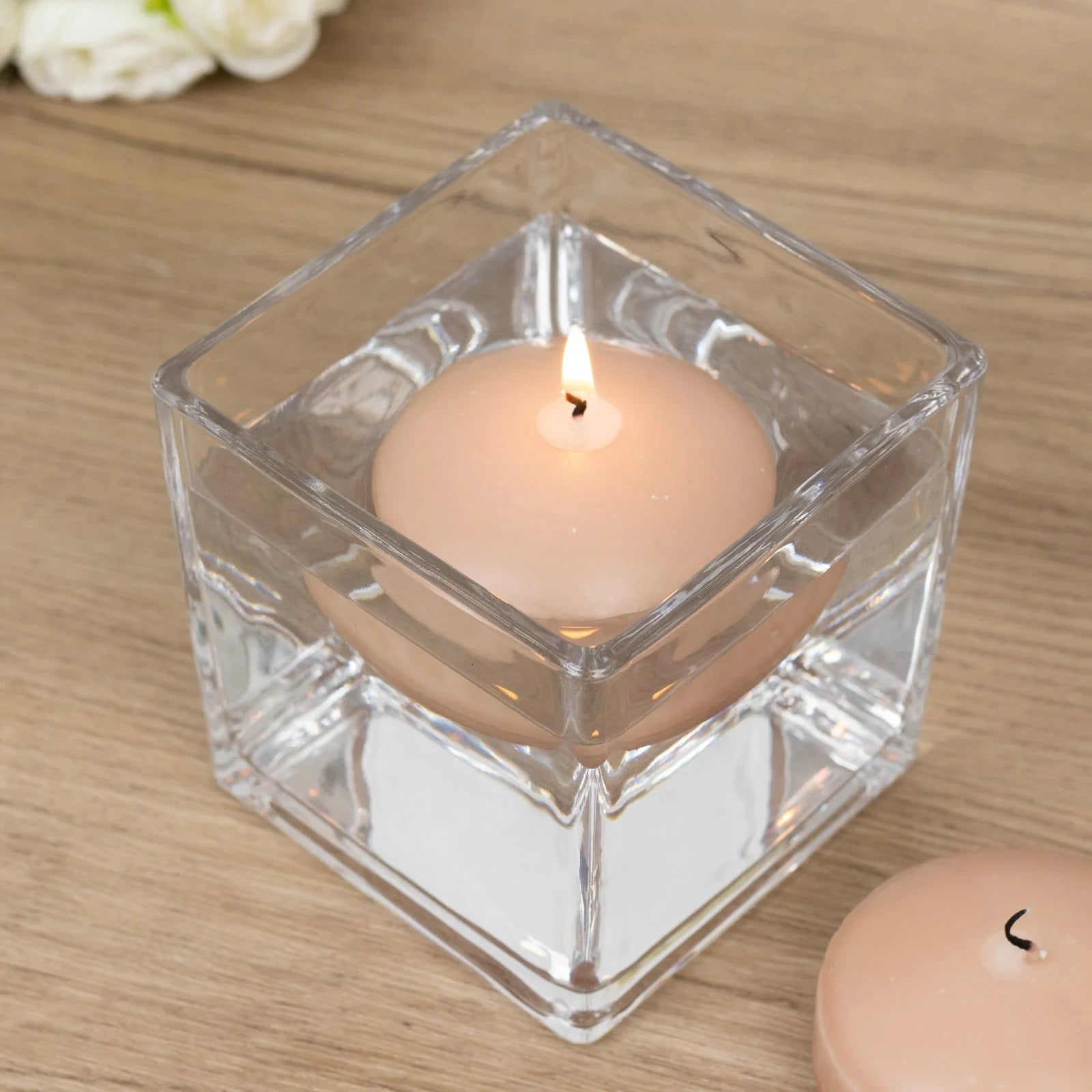 Balsa Circle 12 Beige 3 in Round Unscented Floating Candles Dripless Wax Discs Party Wedding Table Centerpieces Event Decorations Supplies
