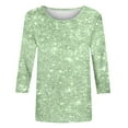 thumbnail image 4 of Fall Saving QUINDOS Sequin T Shirts for Women 3/4 Sleeve Womens Tops Casual Crew Neck Sequin Green Regular Fit Tops, 4 of 4