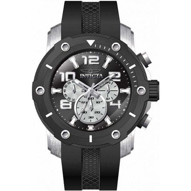 Invicta Pro Diver Chronograph Silicone Strap Black Dial Quartz 45739 100M Men's Watch