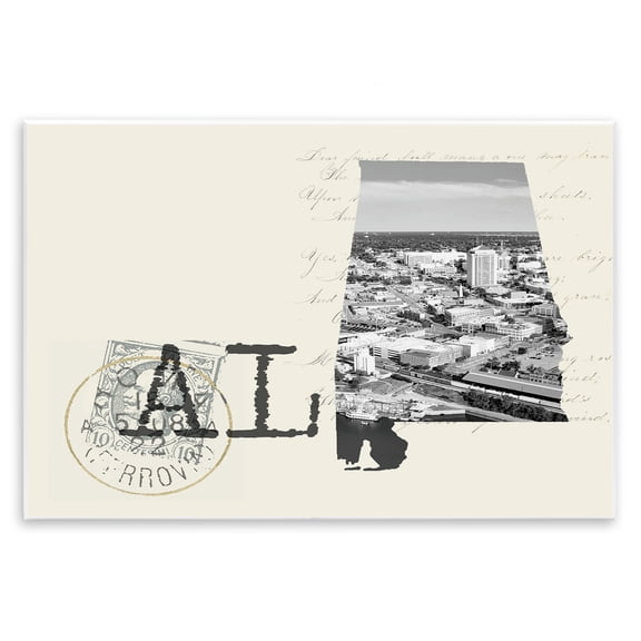 Stupell Industries Industrial Alabama Black and White Photograph on Cream Paper Postcard Wall Plaque Art, 19 x 13, by Lil' Rue