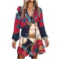 thumbnail image 1 of Vestido con cordones estampado de manga larga con cuello en V casual de moda para mujer Fridja  yut4142, 1 of 8