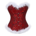 thumbnail image 1 of Women Christmas Corsets Bustiers Overbust Tops Satin Sexy Costume Corset Burlesque Santa Corselet Plus Size XS-6XL, 1 of 4