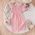 thumbnail image 4 of WAYUTE Girls Jumpsuit Ruffle Trim Floral Printed Sleeveless Cute Toddler Baby Jumpsuits Loose Breathable Playsuit Summer Outfits, 4 of 6