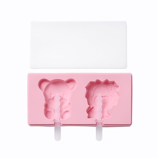 Molde de helado de silicona con forma de dibujos animados DIY con tapa, divertido fabricante de paletas for niños