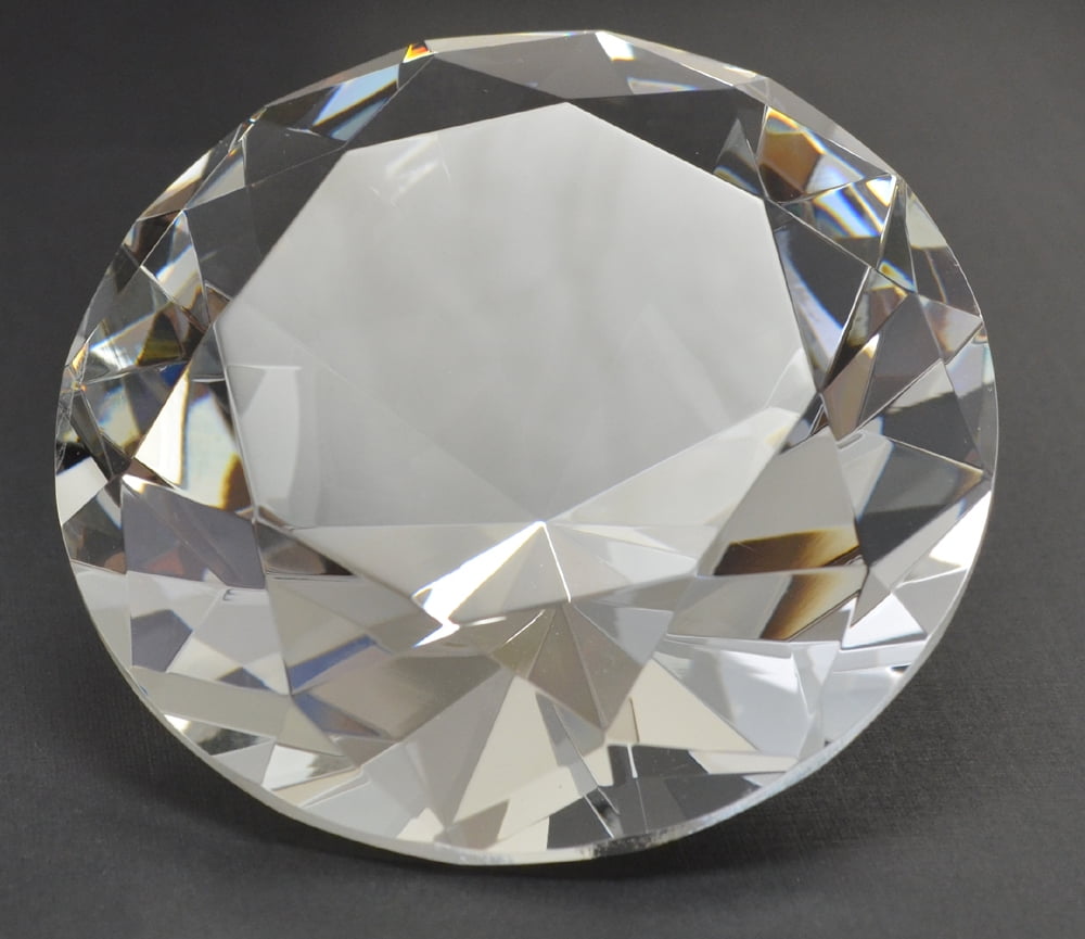 CLEAR 3.15 INCH DIAMOND SHAPED PAPERWEIGHT 80MM