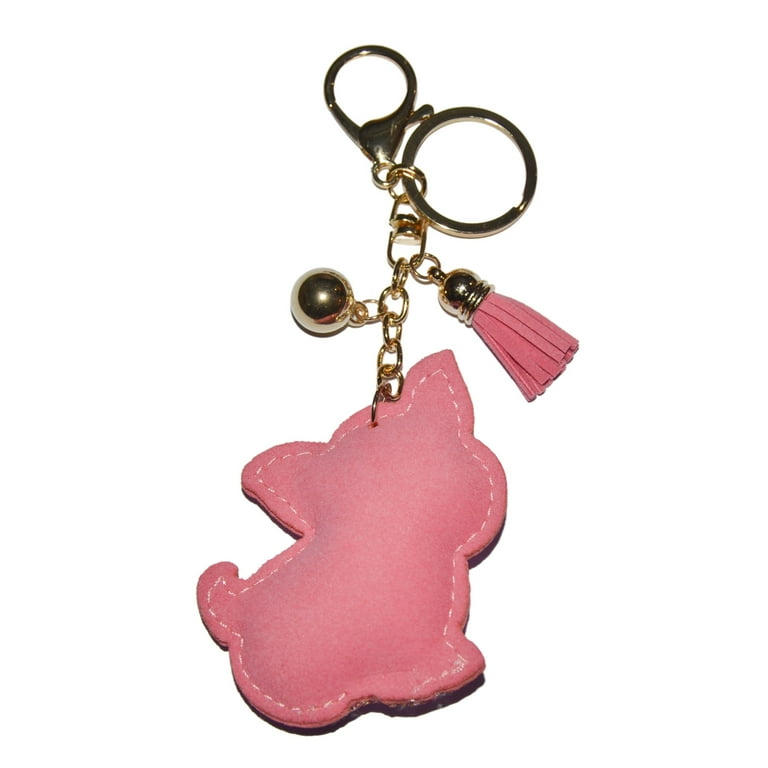 Womens Designer Keychains Cute Leather Piggy Keyrings for Women, Red