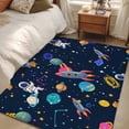 thumbnail image 4 of Navy Blue Space Area Rugs 2.7'x5', Washable Small Throw Rugs for Kitchen Bedroom, Rocket Planet Star Colorful Indoor Outdoor Rug Non-Slip Low Pile Carpet Runner Reversible Floor Mats, 4 of 8