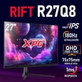 thumbnail image 2 of Monitor Gamer 27 XPG RIFT R27Q8 1ms 180Hz QHD IPS HDMI DP Adaptive Sync Negro R27Q8-BKCMX, 2 of 5