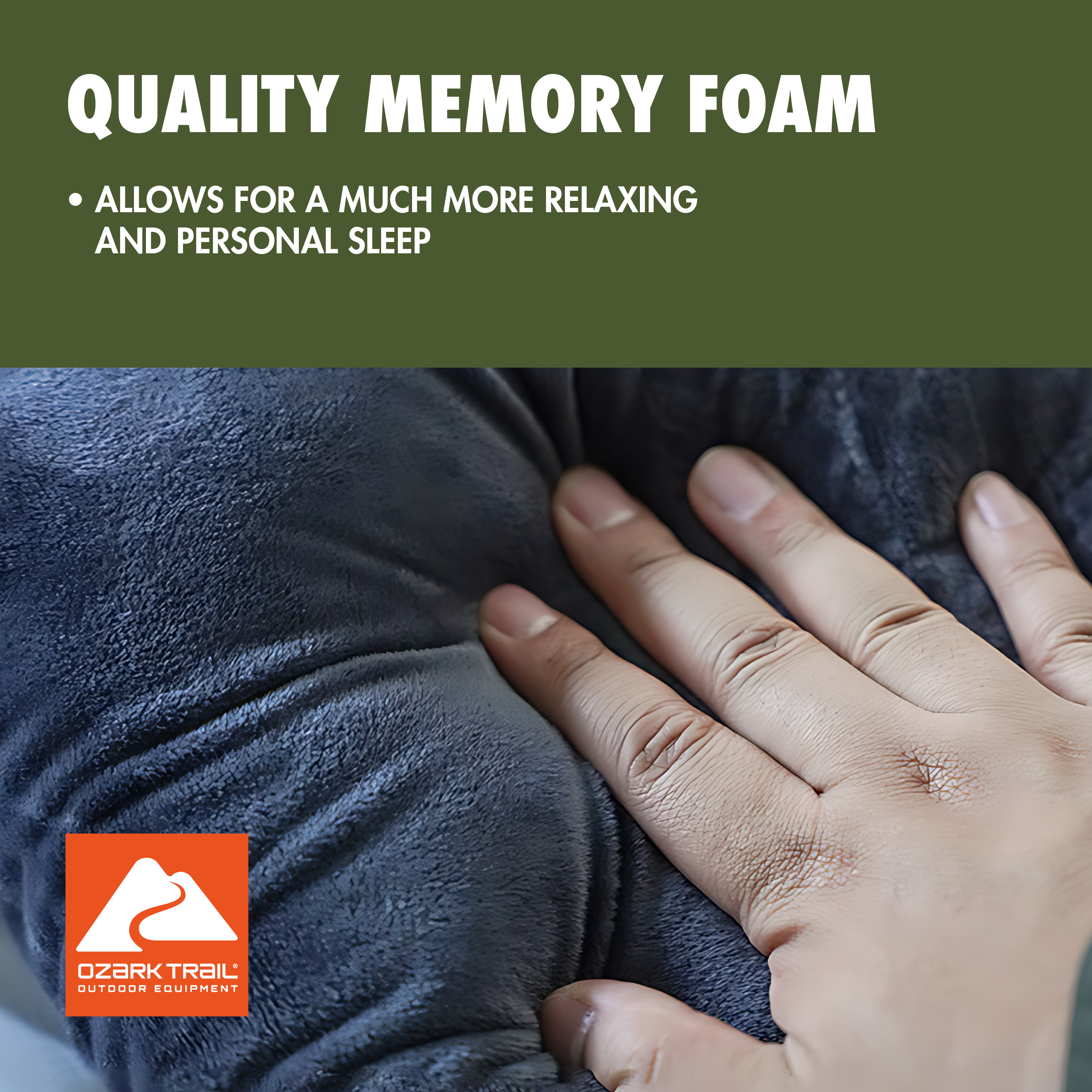 Ozark Trail Memory Foam Camping Pillow, Adult Use, Dark Gray