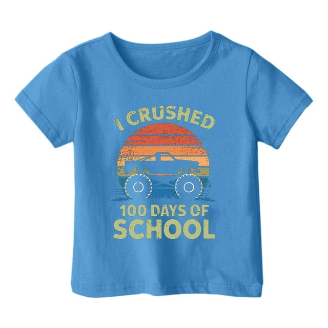 WEIYLL T-Shirts Filles Lettre Voiture École Décontracté Imprimé Col Rond Manches Courtes Amples Sorties pour 8-9 Ans