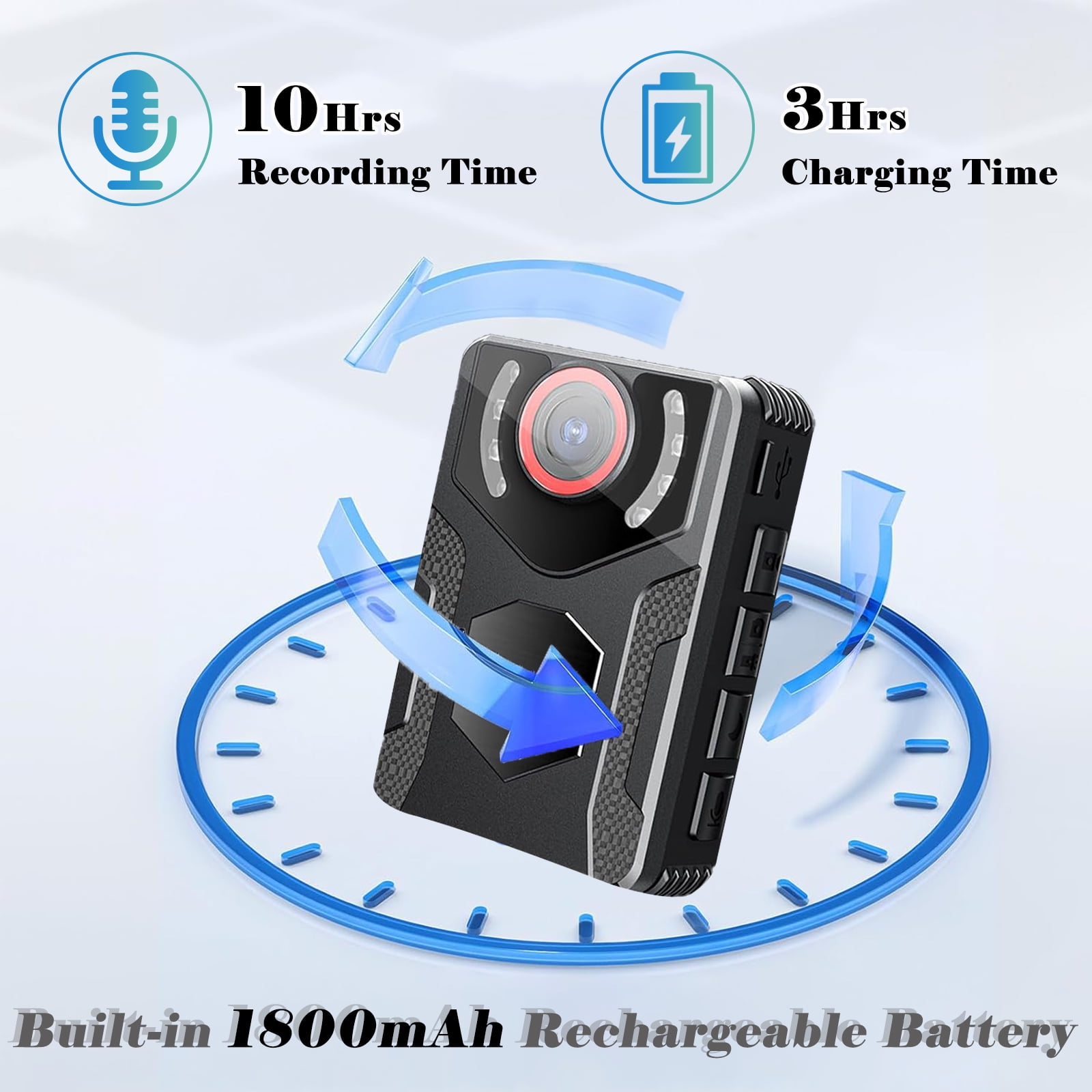 RONY 128GB Wearable Body Camera with Audio and Video Recording, 1080P FHD Body Cam with IR Night Vision for Law Enforcement Security Guard Civilian