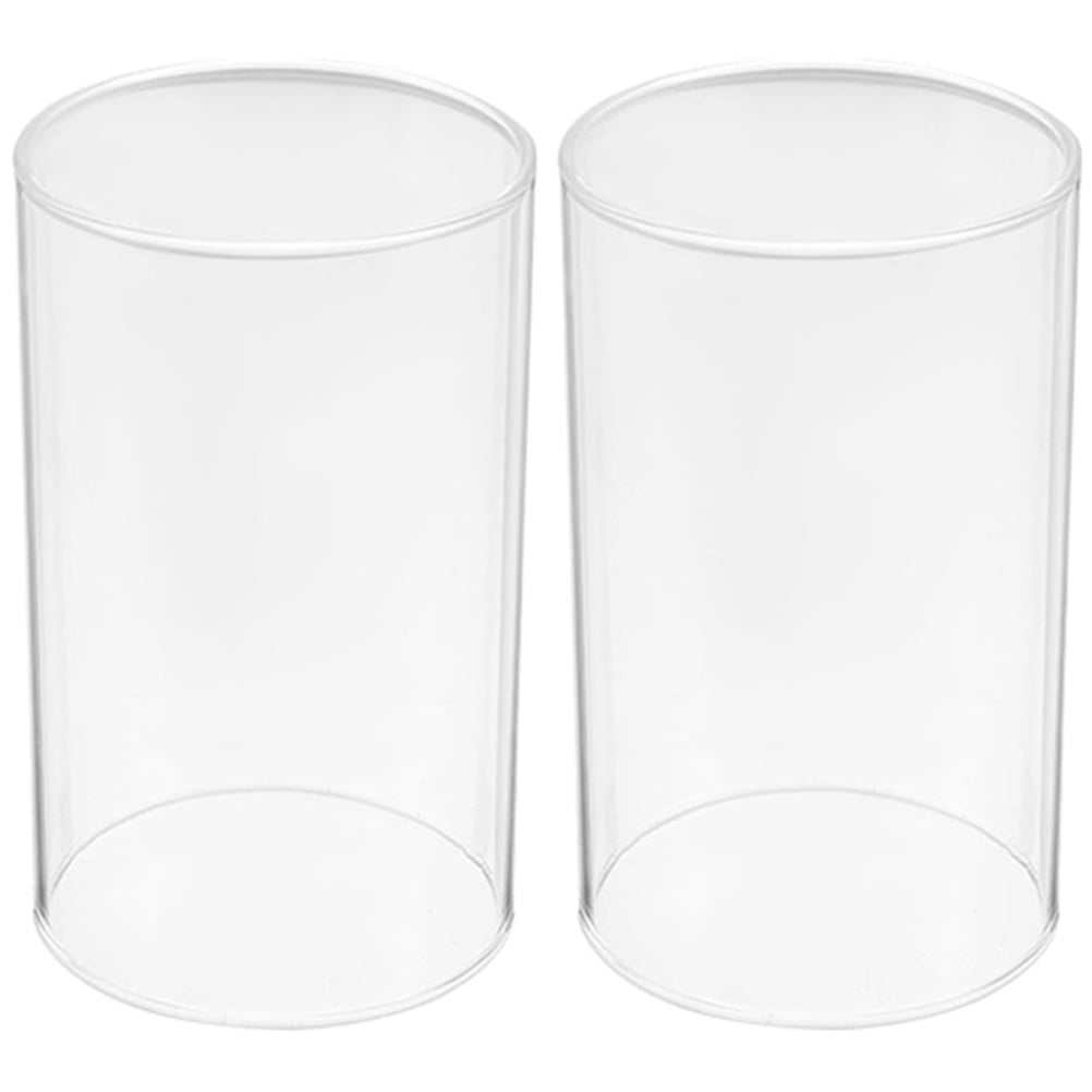 2Pcs Glass Candle Covers Glass Candleholder Tube Shade Open Flame Candle Chimney Tube Cover