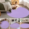 thumbnail image 6 of Purple Large Area Rugs for Bedroom Living Room, Soft Non Slip Carpet Bedside Rug, Modern Pure Lavender Purple Round Floor Cover Kitchen Accent Rug 4' for Dining Room/Office, 6 of 9