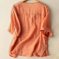 thumbnail image 4 of Breezora Breathable V Neck Cotton Linen Blouse Women's Loose Fit Summer Short Sleeve T Shirt XXXL Size Orange, 4 of 5