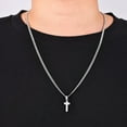 thumbnail image 3 of Silver Tone Cross Necklace for Men, Mens Cross Necklaces with 3.5mm Chain and Stainless Steel Pendant, Cuban Chain 16-24 Inches, 3 of 9