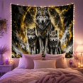 thumbnail image 2 of Three Wolves in Golden Halo Against Dark Swirling Background, Mystical Fantasy for Wildlife Fans, Nature Inspired Wall Art, Halloween Gift Tapestry Wall Hanging for Living Room and Bedroom, 2 of 7