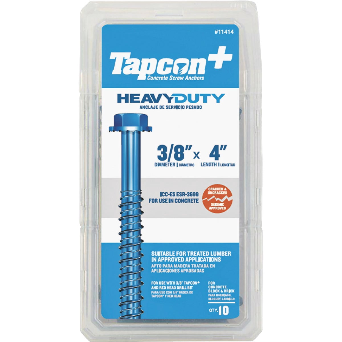 Buildex Tapcon 11414 Concrete Screw Anchor, 3/8 in Drive