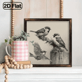 thumbnail image 6 of 2D Flat, Vintage Birds Sketch Framed Art Print, 8x8 Inch Decorative Signs & Plaques, Black White Nature Wildlife Wall Decor for Living Room Bedroom Office, Rustic Animal Artwork Gift for Nature, 6 of 9