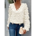 thumbnail image 6 of Women'S Tassel Tees Fringe Crew Neck Short Sleeve T Shirt Going Out Tops Streetwear Color S, 6 of 9