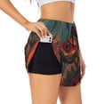 thumbnail image 3 of Lsque Colorful Reptile And Leaves Printed Women's Running Shorts with Liner Pockets,Elastic Quick Dry Workout Athletic Gym Yoga Shorts,Womens High Waist Shorts-Medium, 3 of 9
