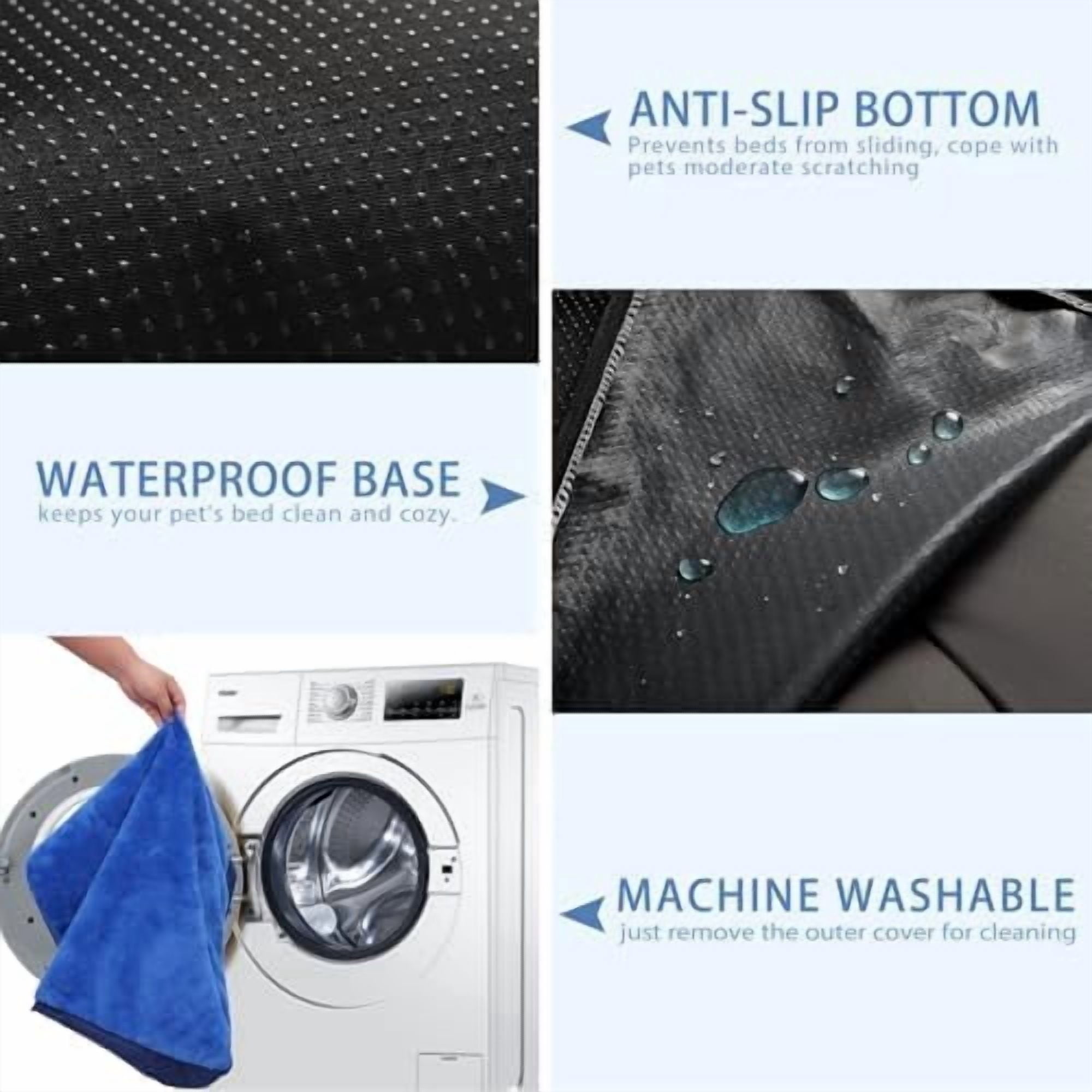 Dog Crate Bed Waterproof Deluxe Plush Dog Beds with Removable Washable Cover Anti-Slip Bottom Pet Sleeping Mattress for Large, Medium, Jumbo, Small Dogs, 41 x 27 inch, Navy