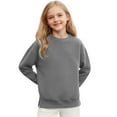 thumbnail image 3 of Girls Fleece Sweatshirt Kids Soft Crewneck Pullover Sweatshirts Long Sleeve Cute Relaxed Fit Shirts with Pocket, 3 of 6