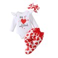 thumbnail image 2 of Bjutir Valentines Day Outfit Toddler Baby Girls Long Sleeve Letter Romper Bodysuit Heart Prints Bell Bottoms Pants Outfits For 6M, 2 of 7