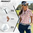 thumbnail image 5 of COEQINE Women Short Sleeve Golf Shirts Soft Quick Dry Fit 1/4 Zip Polo Shirts Groundhog Heart and Star Print Moisture Wicking Golf Tops Lightweight Sportswear for Valentine's Day, M, 5 of 7