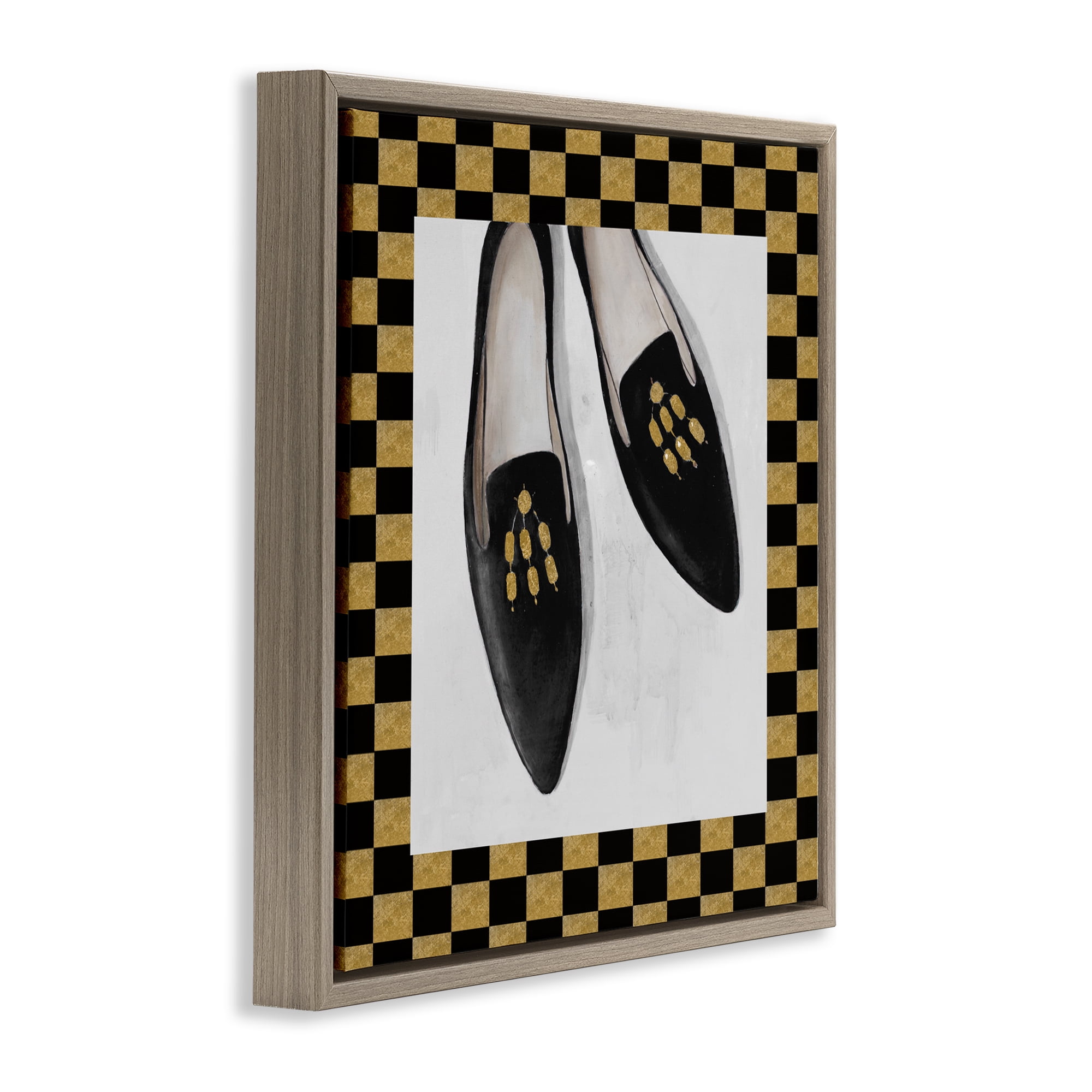 Stupell Industries Luxe Black Flats Brown Framed Floater Canvas Wall Art, design by Lorenzo Collective