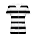 thumbnail image 5 of UVEASISHA Women Striped Short Sleeve Cardigan Open Front V Neck Casual Duster Soft Lightweight Outerwear with Pockets for Spring Summer Black L, 5 of 6