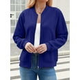 thumbnail image 4 of Women'S Zip Up Cardigan Sweater Hoodies Long Sleeve Jacket Outfits Crewneck Casual Coat Blue M, 4 of 8