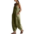 thumbnail image 7 of Womens Baggy Overalls Jumpsuits Sleeveless Oversized Wide Leg Rompers with Pockets Loose Casual One Piece Jumper Army Green, XL, 7 of 7