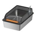 thumbnail image 3 of Arena para gatos de acero inoxidable, cuenco de arena para gatos, suministros para mascotas con tapa abierta, inodoro para gatos pequeños y grandes Negro, 3 of 8