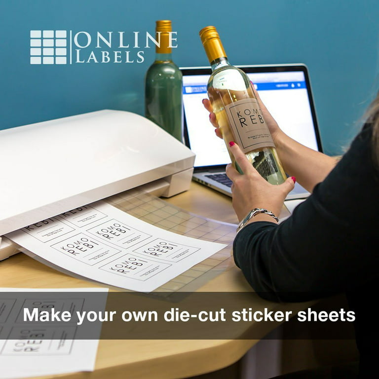 Online Labels - Waterproof Clear Matte Sticker Paper - 100 Sheets - 8.5 x  11 Full Sheet Label - Laser Printer