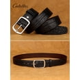 thumbnail image 4 of Catelles Men's Genuine Leather Black Belt with Stainless Steel Buckle , Casual & Business Wear Gift by Box&For Waist 42 Width 1.5in(3.8cm), 4 of 10