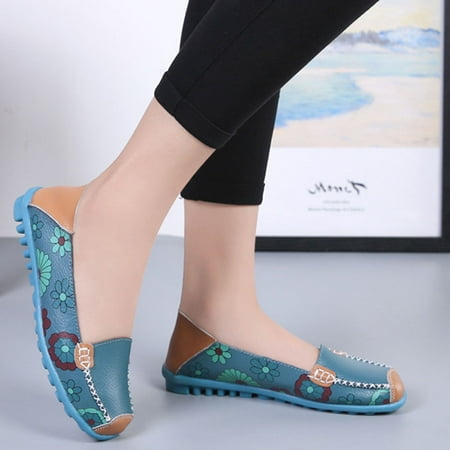 

Women s Sandals Floral Printed Casual Slip on Slides Slippers Shoes Super Soft PU Footbed Anti-Slip Sole for Girls Blue 39