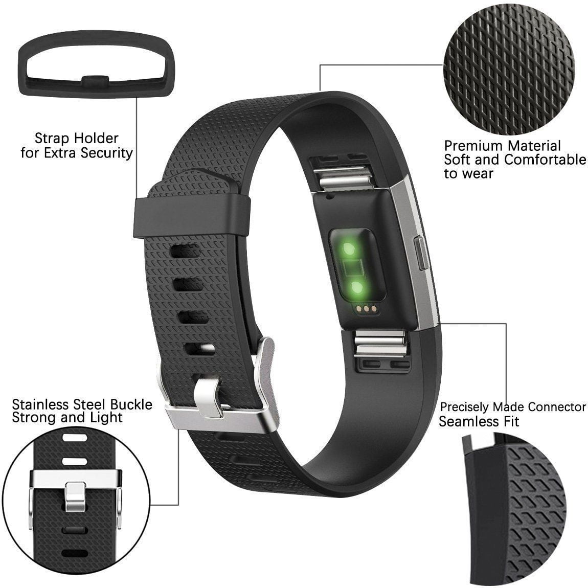 3pcs set Replacement Wristband for Fitbit Charge 2 Band Silicone Strap Color White black mint green Walmart
