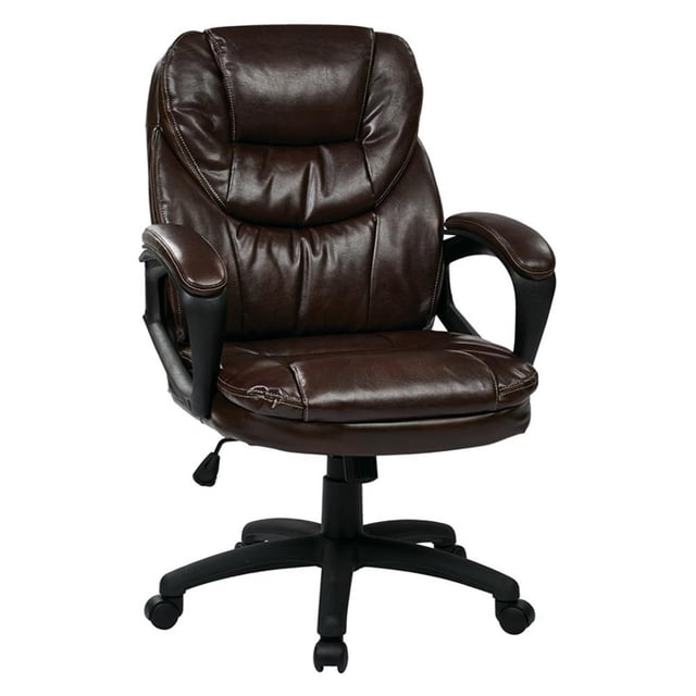Faux Leather Chocolate Brown Managers Chair with Padded Arms
