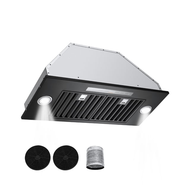 KFFKFF Range Hood Insert, 30 Inch Built-in Kitchen Vent Hood, 800CFM Steel Stove Hood, with Gesture & Touch Control, LED Light, Baffle Filters, 4-Speed Exhaust Fan