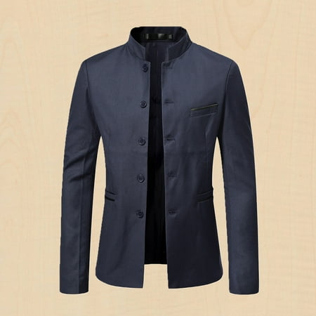 

Men s Button Down Solid Color Blazers Slim Fit Casual Long Sleeve Stand Collar Suit Jacket Formal Business Coat Fahsion Casual Regular Fit Jackets for Wedding Party