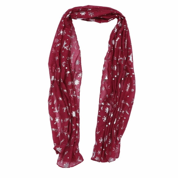 GOOHOCHY  Snowflake Printed Scarf Silk Christmas Neckerchief Woman Miss