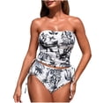 thumbnail image 1 of Trajes de Baño de Bikini de Mujer Impresión Sexy de Moda Dividido Conjunto con Troncos, Nylon de Corte Alto para la Piscina de la Playa Y las Vacaciones, 1 of 9