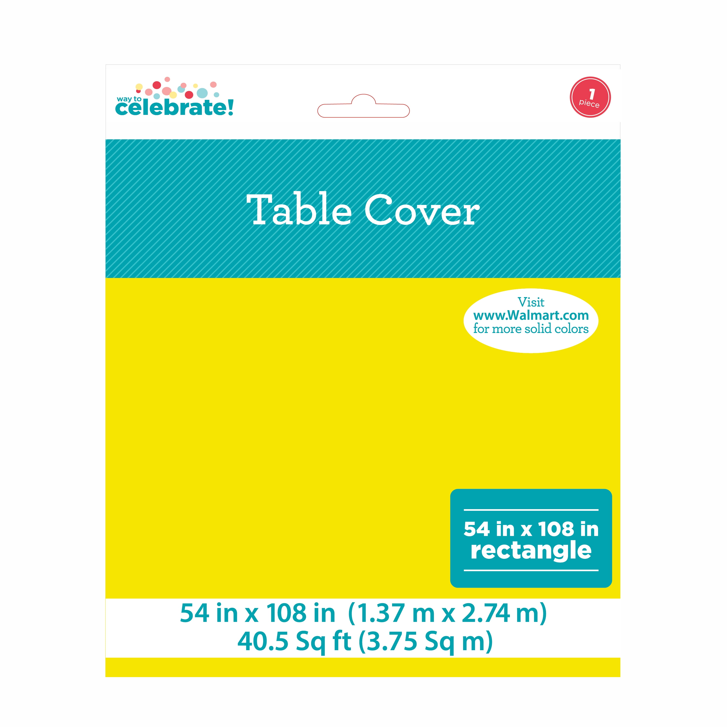 1CT 54 IN x 108IN Yellow Rectangular Plastic Table Covers by Way To Celebrate