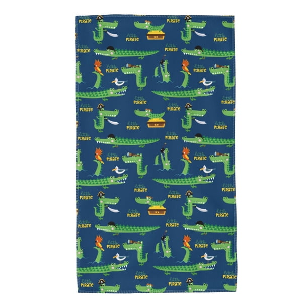 Balery Little Pirate Crocodile Toalla de Microfibra Premium con Estampado – 27.5x16 pulgadas, Alta Absorción, Suave y Aterciopelada, Secado Rápido