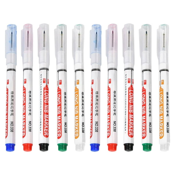 10 Uds. Marcadores impermeables de alcance profundo marcador de punta larga en punta de fieltro de 1,5mm rotuladores permanentes de alcance de 20mm marcador de agujero profundo marcador de tinta de c