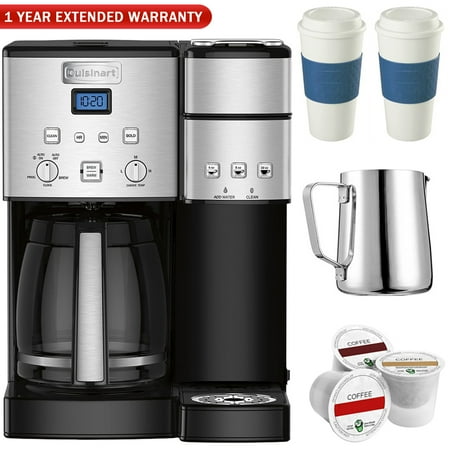 Cuisinart SS-15 12-Cup Coffee Maker and Single-Serve Brewer, Stainless w/K Cups, Carafe, To Go Cups and Extended Warranty