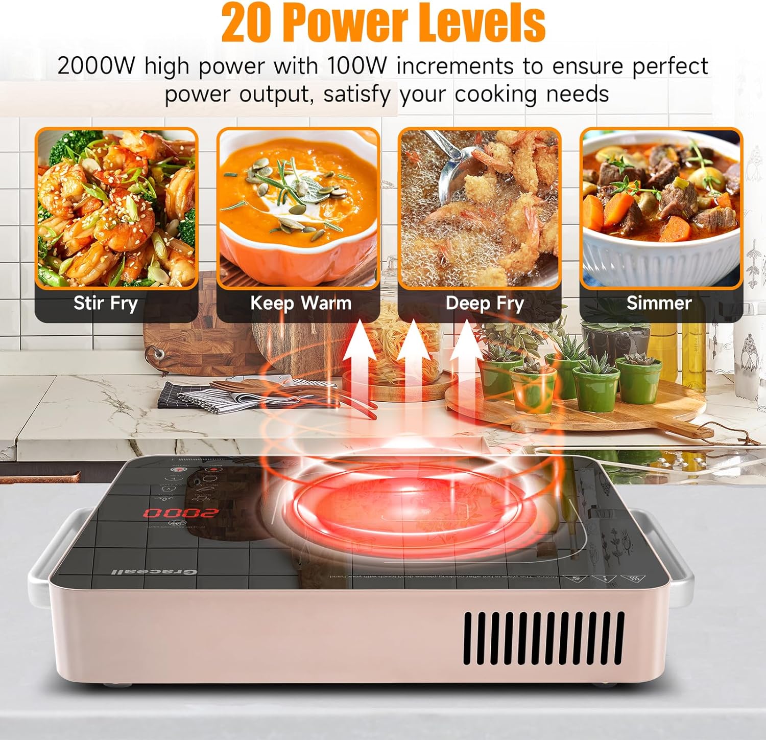 2000W Electric Hot Plate Single Burner, Portable Stove Top Burner 110V Kitchen Stove Countertop Burner for Cooking Outdoor Indoor (Korean BBQ Plate Included)