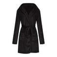 Honeeladyy Women Fleece Short Bathrobe, Ladies Long Sleeve Hooded Plush