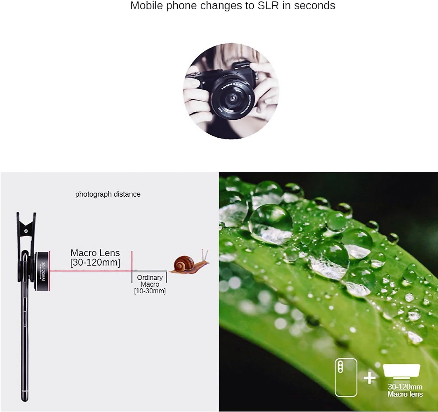 Professional 10X Macro Lens for Smartphones, 4K Ultra HD Glass Lens with Universal Clip, Lens Caps & Carrying Case, Fits iPhone, Samsung, Pixel, Android Phones