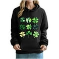 thumbnail image 4 of Womens St. Patrick'S Day Sweatshirt Clover Print Hoodie Casual Long Sleeve Sweatshirt Shamrock Pullover Tops Black M, 4 of 4